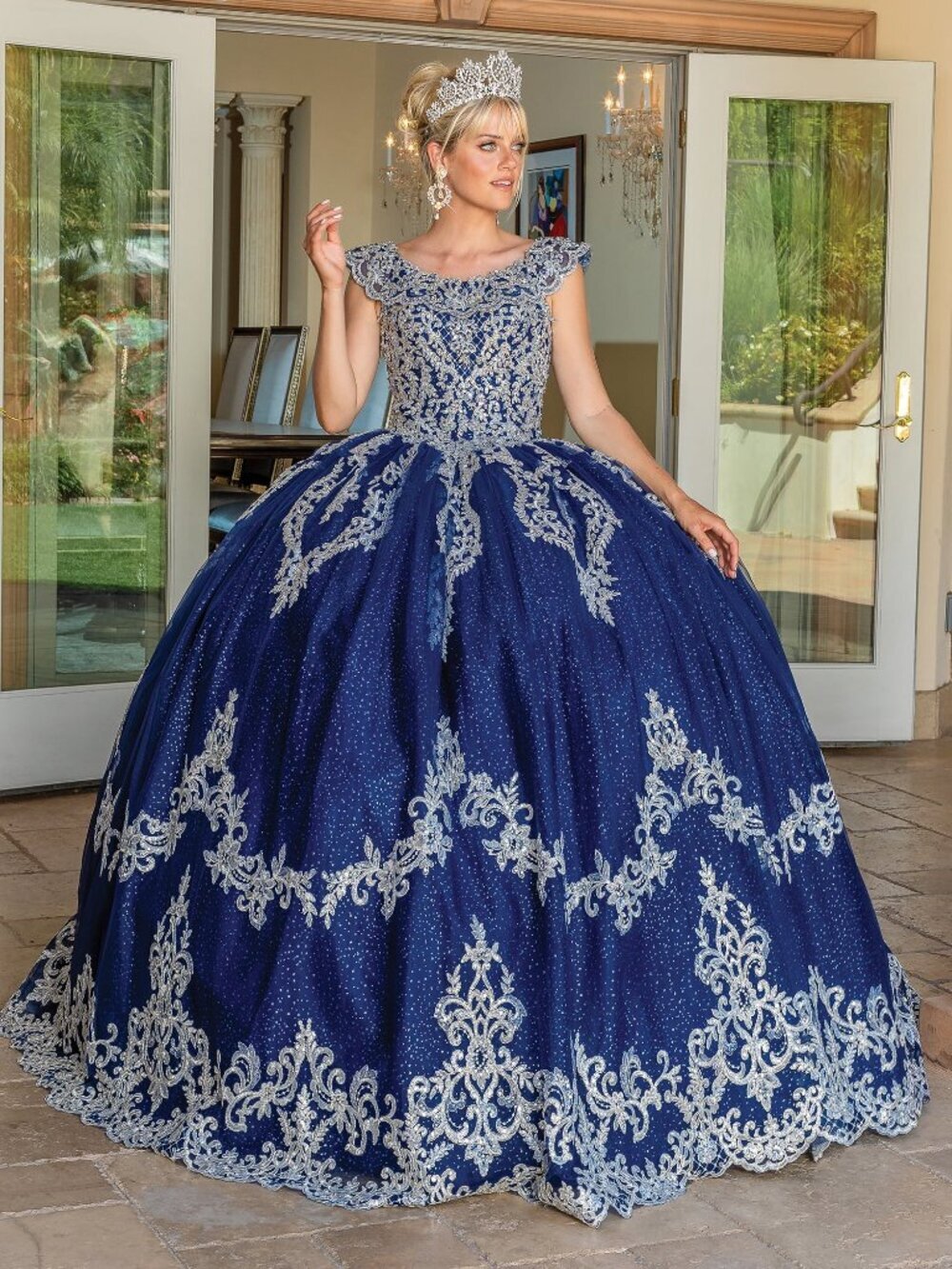 NEW NAVY Evening Gown Floor Length Formal Elegant Stunning 1709